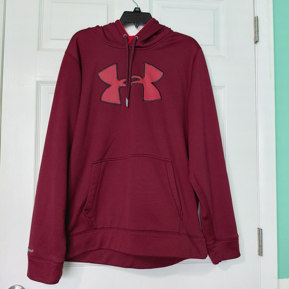 Under Armour Mens Storm1 Big Logo Hoodie Maroon Burgundy XL 1259632